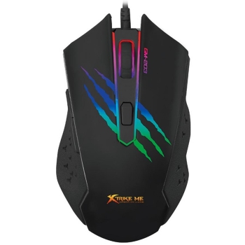 Xtrike Me GM-203 - Optical Gaming Mouse, Wired with 6 Buttons and Mixed Color Backlight, 800 to 2400 DPI, Black